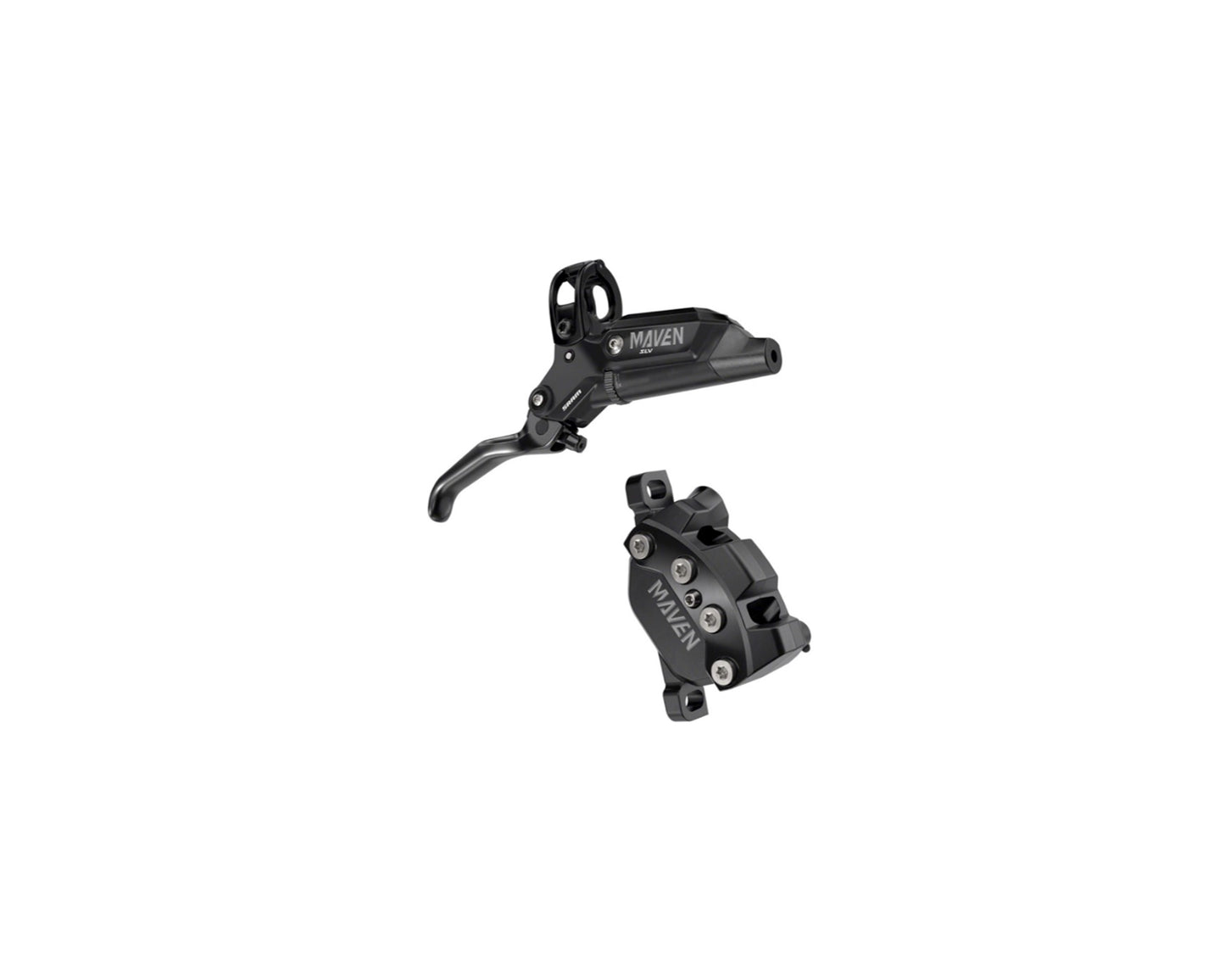 SRAM MAVEN SILVER DISC BRAKE AND LEVER - FRONT, POST MOUNT, 4-PISTON, ALUMINUM LEVER, SS HARDWARE, BLACK, A1