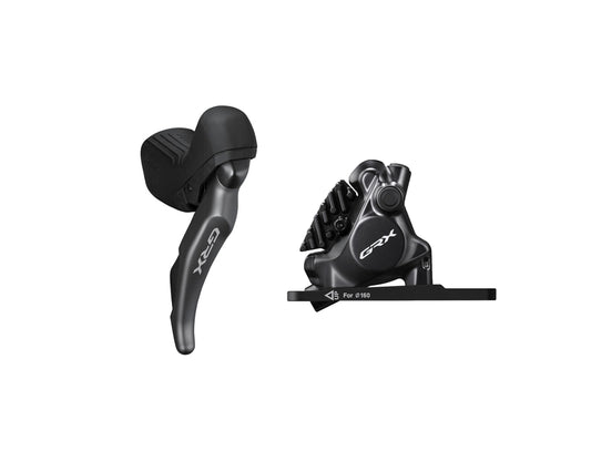 SHIMANO GRX ST-RX820 SHIFT/BRAKE LEVER WITH BR-RX820 HYD DISC BRAKE CALIPER - RIGHT/REAR, 12-SPEED, FLAT MOUNT CALIPER, FOR 25MM MOUNT