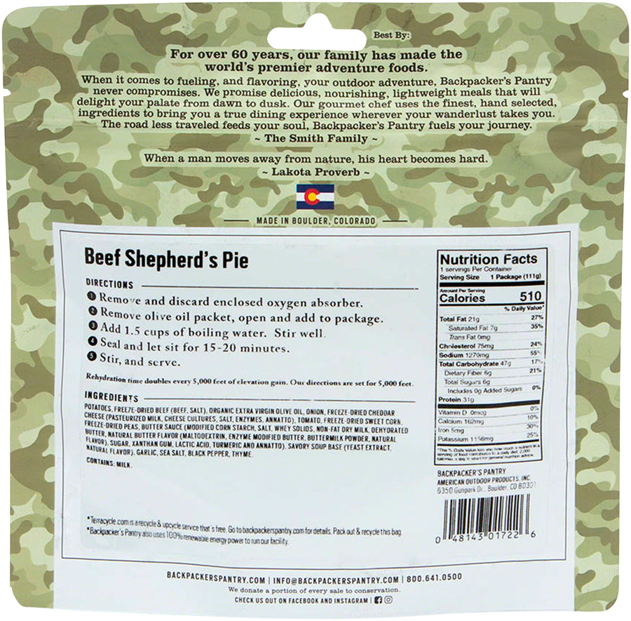 Backpacker's Pantry Outdoorsman Beef Shepherd’s Pie