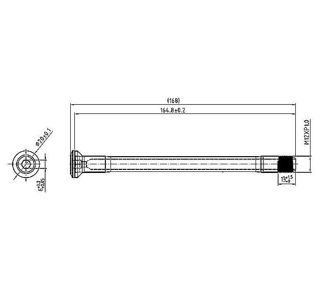 AXL REAR, ROAD THRU-AXLE, 12X142MM, BOLT-ON, 6MM HEX HEAD, M12X1