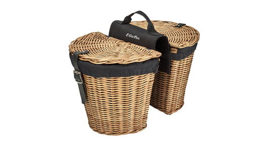 BASKET ELECTRA RATTAN PANNIERS W/LINER NATURAL REAR