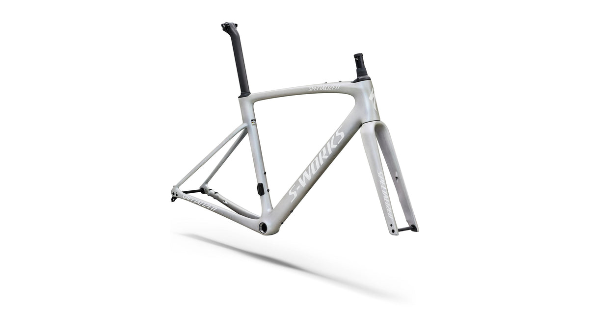 2027 Specialized S-Works Roubaix SL8 Frameset - FACT 12r Carbon - Gloss White Silver Metallic / White