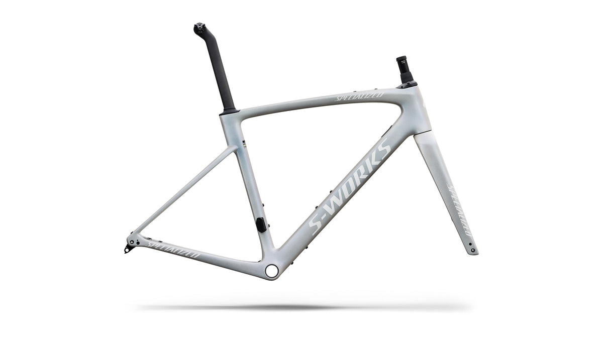 2027 Specialized S-Works Roubaix SL8 Frameset - FACT 12r Carbon - Gloss White Silver Metallic / White