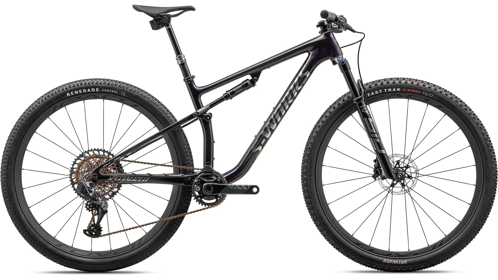 mountainbike s works Specialized S-Works Epic, gloss purple tint fades over carbon / chrome XL