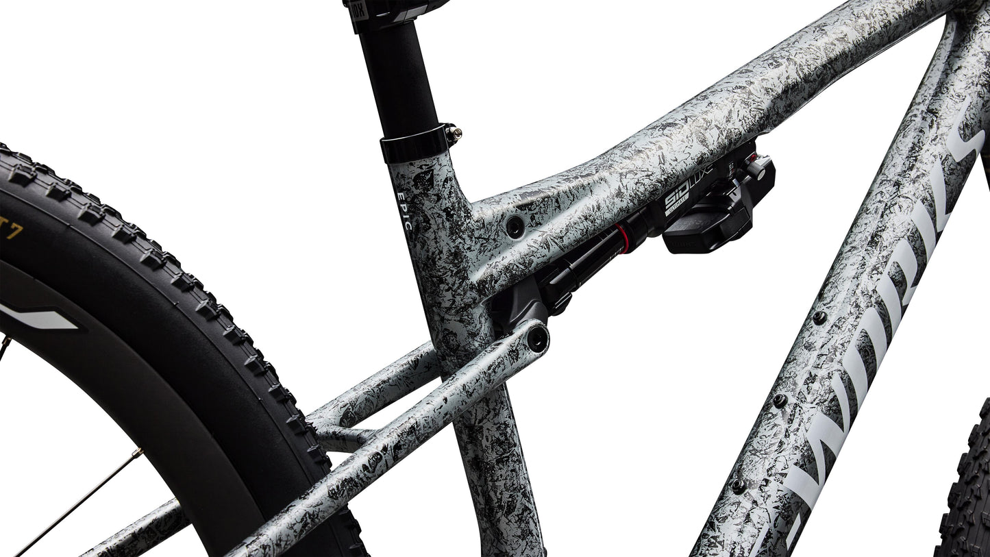 2027 Specialized S-Works Epic 9 - Gloss Metallic Obsidian Multi Color Dry Impasto / Metallic White Silver