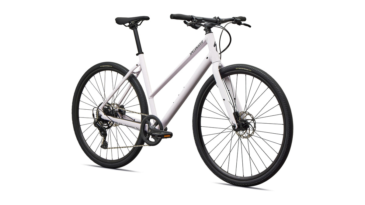 2027 Specialized Sirrus X 2.0 Step-Through - Gloss Rose Shimmer / Metallic Obsidian Frost Reflective