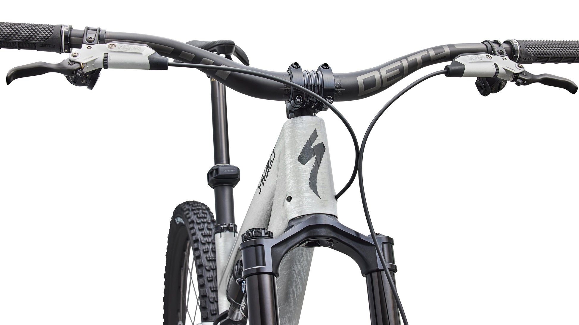 2027 Specialized S-Works Stumpjumper 15 EVO - Gloss Metallic White Silver / Smoke Liquid Metal