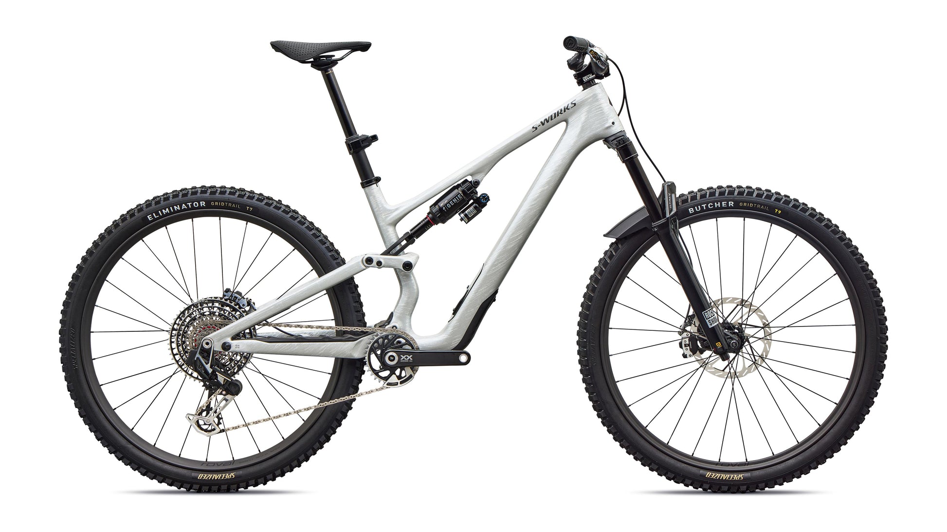 2027 Specialized S-Works Stumpjumper 15 EVO - Gloss Metallic White Silver / Smoke Liquid Metal