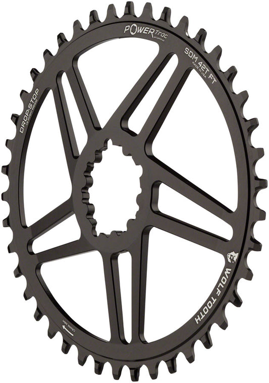 WOLF TOOTH ELLIPTICAL DIRECT MOUNT CHAINRING - 42T SRAM DIRECT MOUNT 6MM OFFSET DROP-STOP FLATTOP COMPATIBLE BLACK
