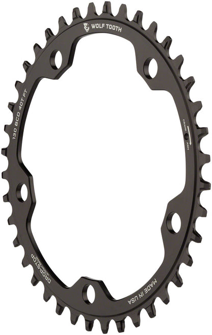Wolf Tooth 130 BCD Road/Cyclocross Chainring 42T 130 BCD 5-Bolt Drop-Stop 10/11/12 Spd Blk