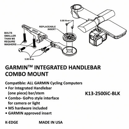 K-Edge Garmin Integrated Handlebar System Combo Mount