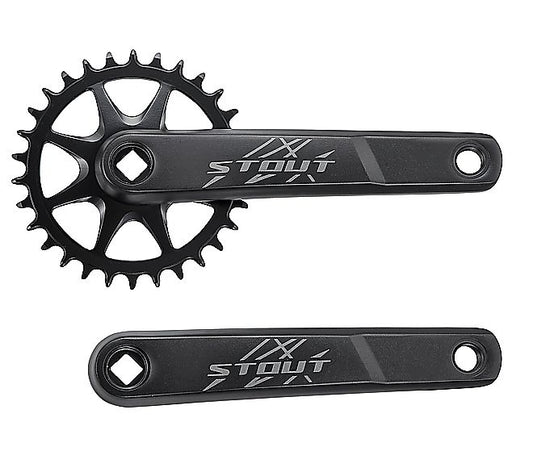 CRK STOUT, 175MM, L+R ARMS, ALLOY, SQUARE-TAPER, 30T RIVETED RING, 1X10-SPD, BLACK