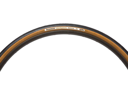 PANARACER GRAVELKING SLICK TIRE - 700 X 38, TUBELESS, FOLDING, BLACK/BROWN