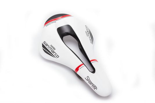 Selle San Marco Shortfit Of Racing Saddle Wide Wht Blk Red - Black / White / Red