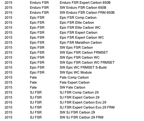 Specialized MY14 Epic S-Works/Marathon/Expert/Comp Carbon Headset