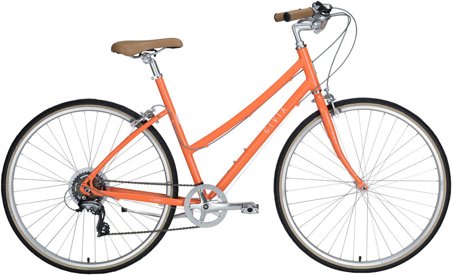 Civia Lowry 7-Speed Step-Thru Bike - Orange/Coconut White