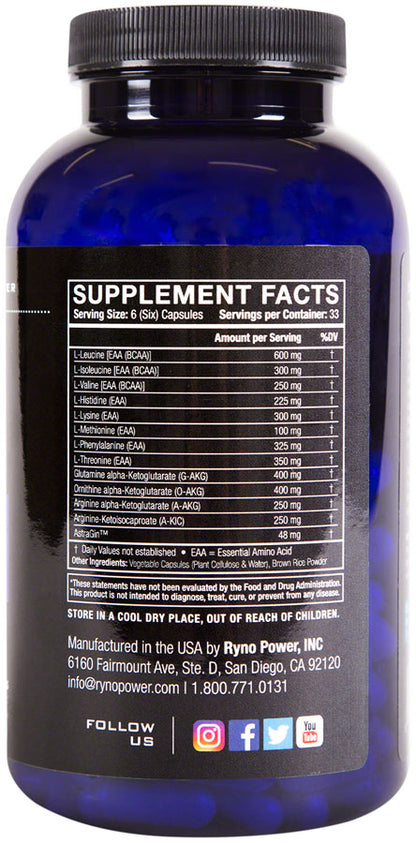 RYNO POWER RECOVERY SUPPLEMENT - 33 SERVINGS, 200 CAPSULES
