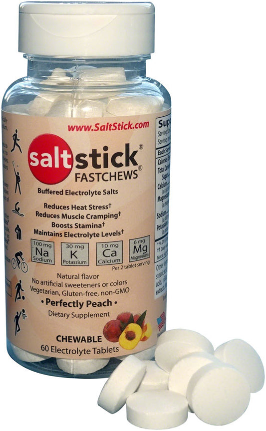Saltstick Fastchews Chewable Electrolyte Tablets: Bottle of 60 Perfectly Peach