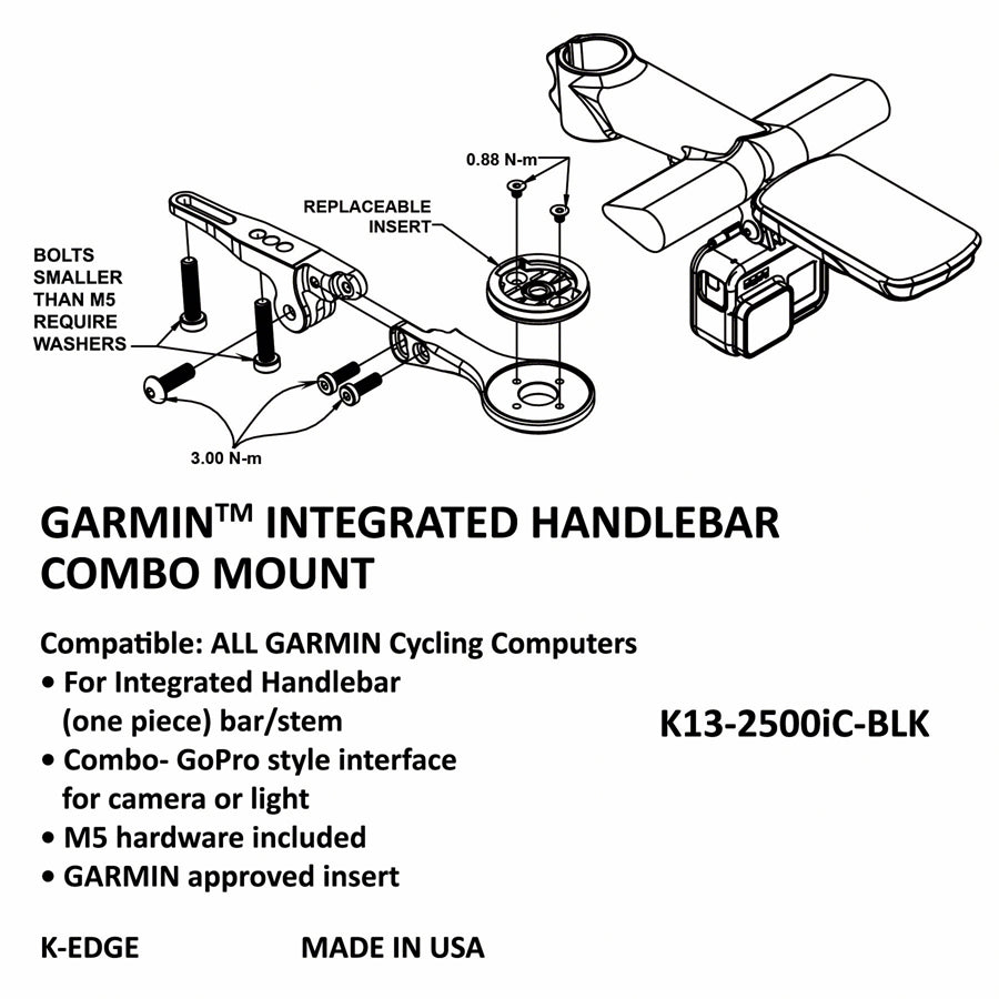 K-Edge Garmin Integrated Handlebar System Combo Mount