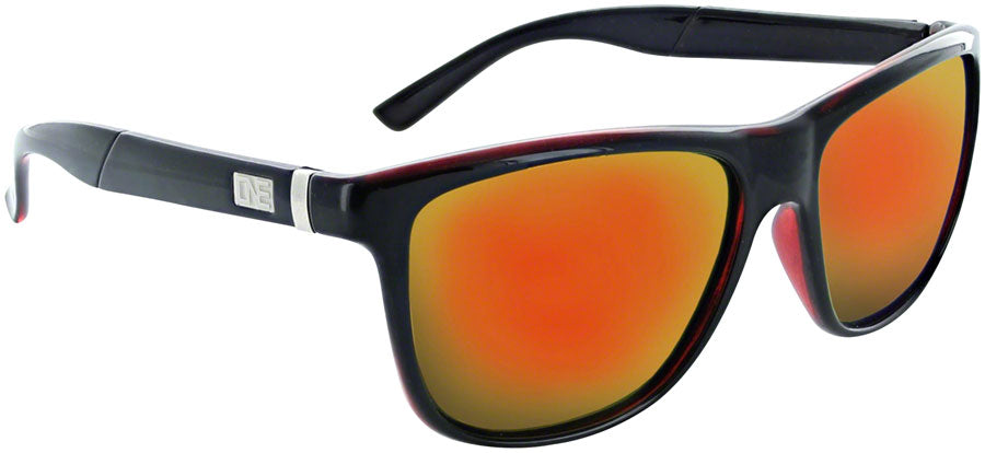 ONE Hobnob Polarized Sunglasses: Shiny Crystal Red/Black with Polarized Smoke Red Mirror Lens