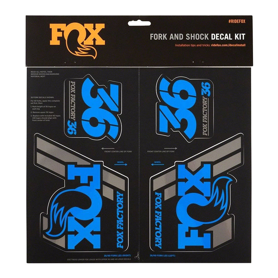 FOX DECAL 2019 AM HERITAGE FORK AND SHOCK KIT BLUE