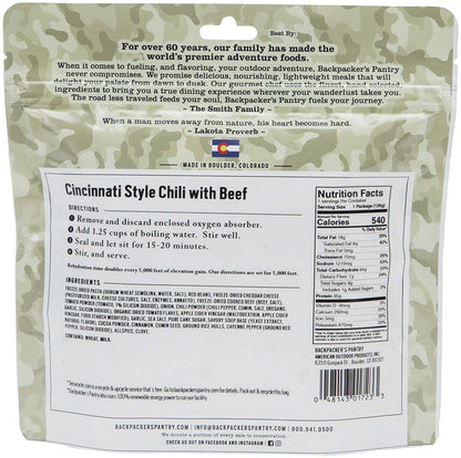 Backpacker's Pantry Outdoorsman Cincinnati Style Chili with Beef