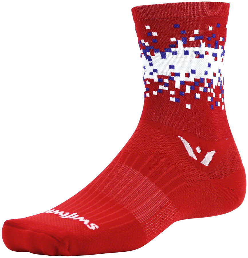 Swiftwick Vision Five Pixel Sock Red/Wht L/XL