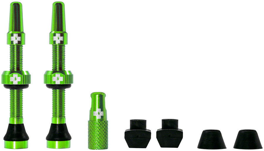 Muc-Off Tubeless Valve Kit: Green, fits Road and Mountain, 44mm, Pair