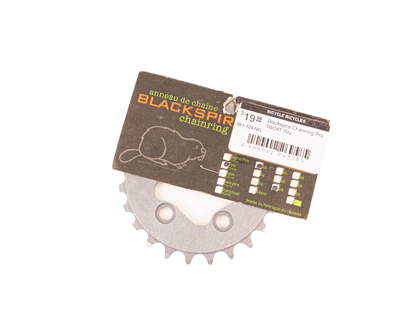 Blackspire Chainring Pro 58 24T Gry 2 - Black / Grey