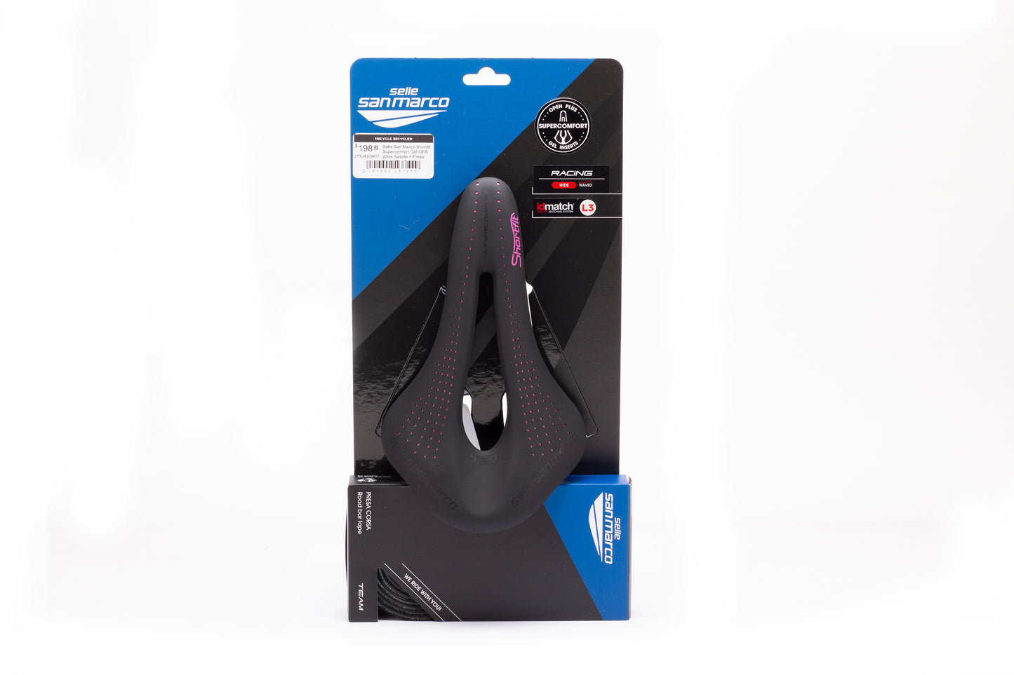 Selle San Marco Shortfit Supercomfort Gel OFR Wide Saddle + Presa Corsa Bar Tape